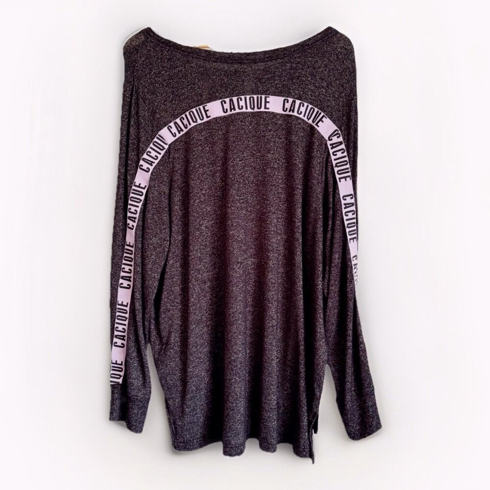 Sleep By Cacique Womens Logo Sleep Shirt Sz 18/20 Gray Long Sleeves Loungewear